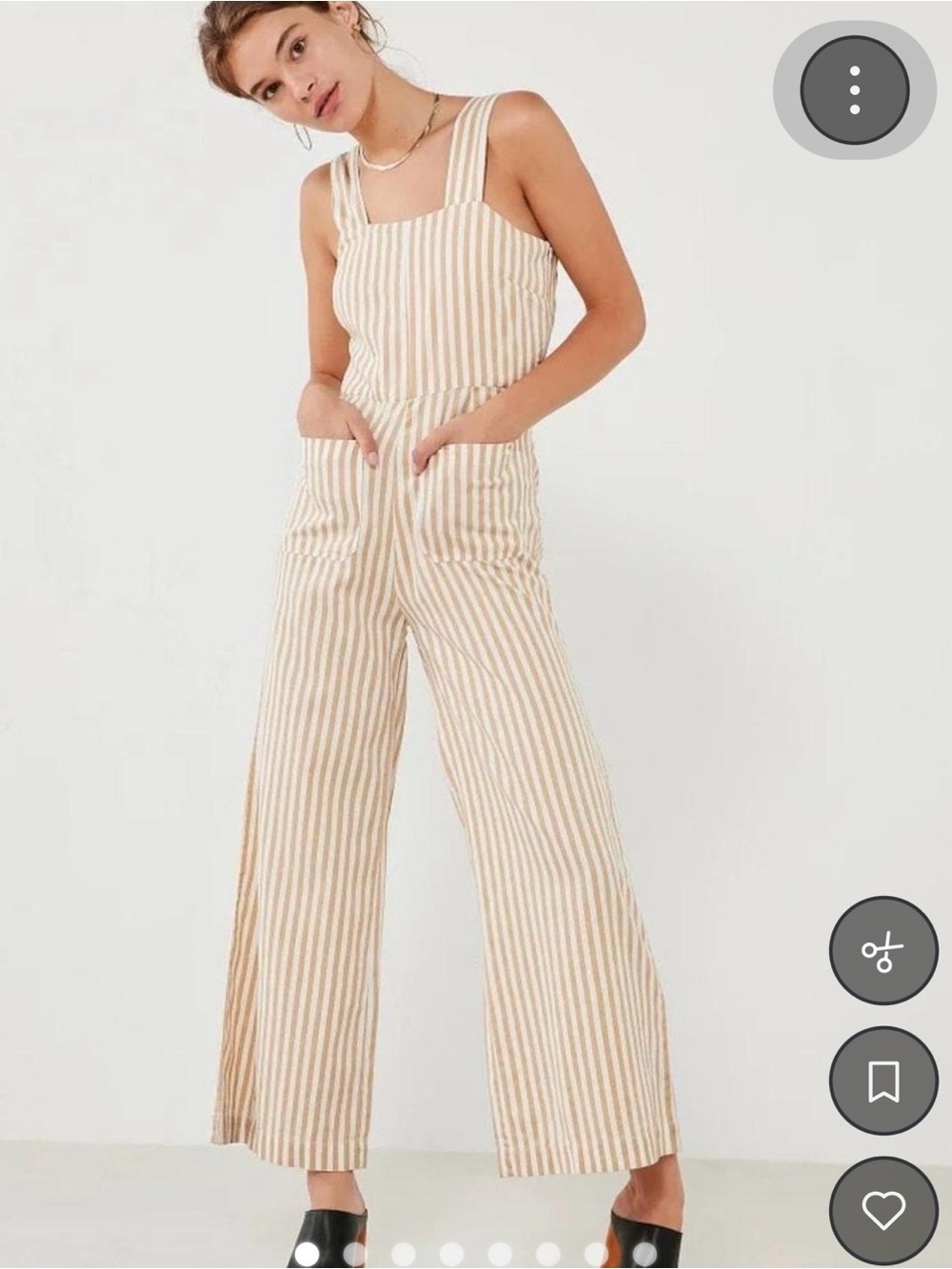 Revolve Rolla’s Striped Cream and Tan Wide-Leg Jumpsuit